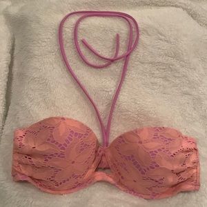 Victoria’s Secret lace overlay halter bikini top